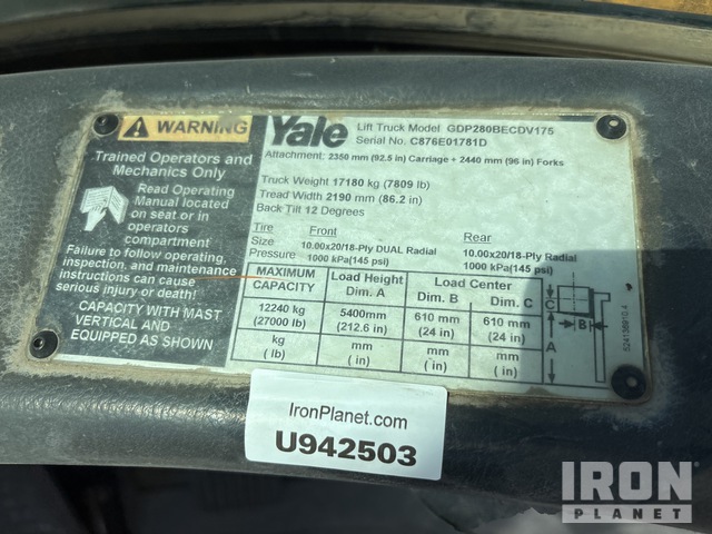 MONTACARGAS 2006 YALE GDP280BECDV175