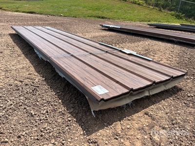Quantity of (70) 12 ft Dark Wood Grain Steel Siding/Roofing Sheets (Unused)
