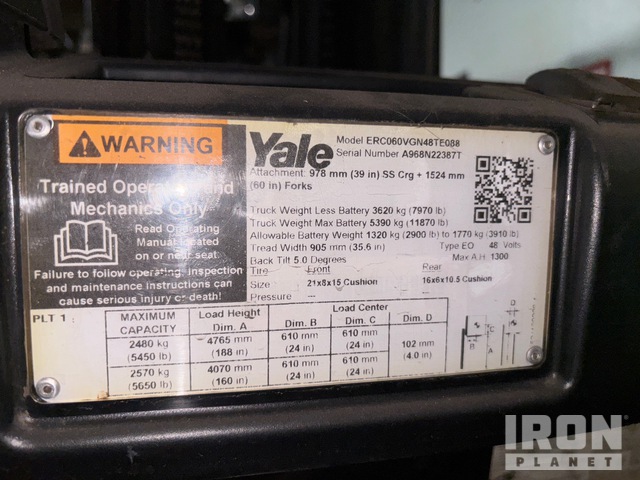 MONTACARGAS ELéCTRICO 2019 YALE ERC060VGN48TE088