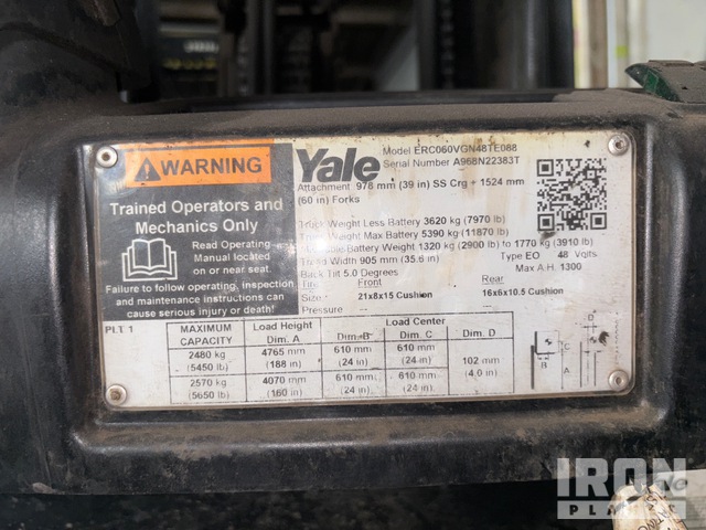 MONTACARGAS ELéCTRICO 2019 YALE ERC060VGN48TE088