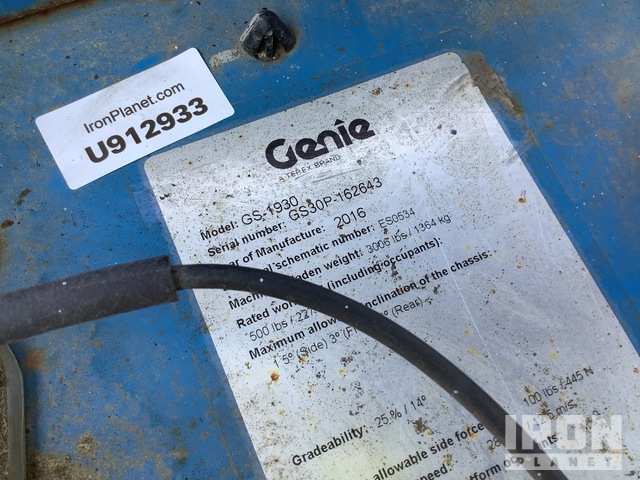ELEVADOR TIJERA 2016 GENIE GS1930