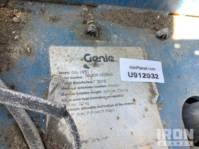 ELEVADOR TIJERA 2016 GENIE GS1930