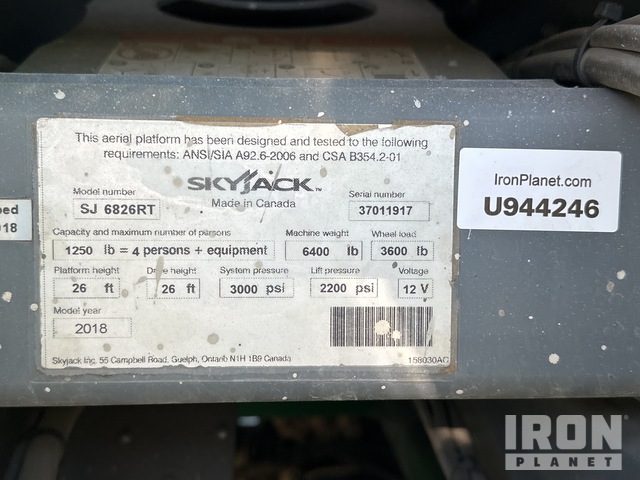 ELEVADOR TIJERA 2018 SKYJACK SJ6826RT