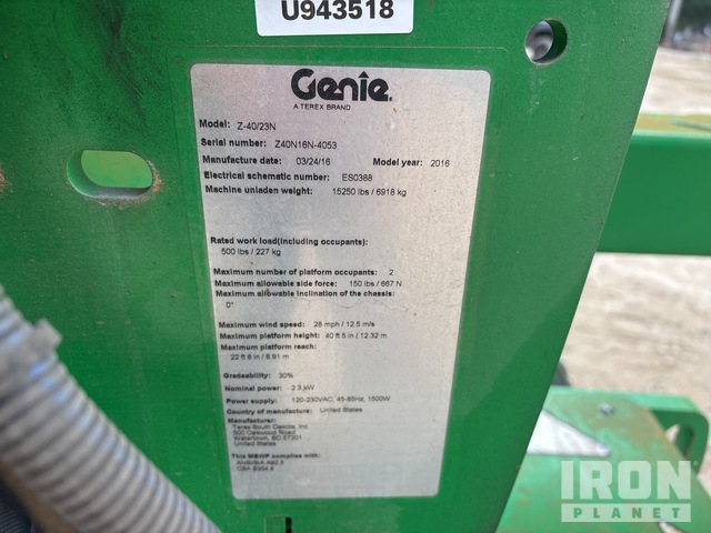 ELEVADOR ARTICULADO 2016 GENIE Z4023N