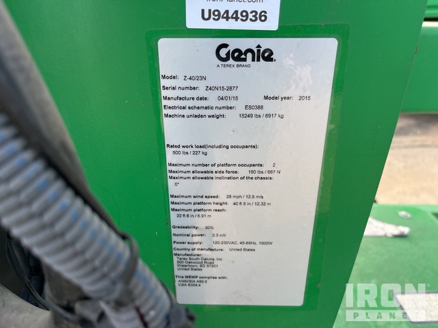 ELEVADOR ARTICULADO 2015 GENIE Z4023N