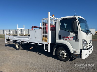 2008 Isuzu FRR 500 4x2 w/ Maxilift M50 500 kg Straight Boom Camion à plate-forme avec grue
