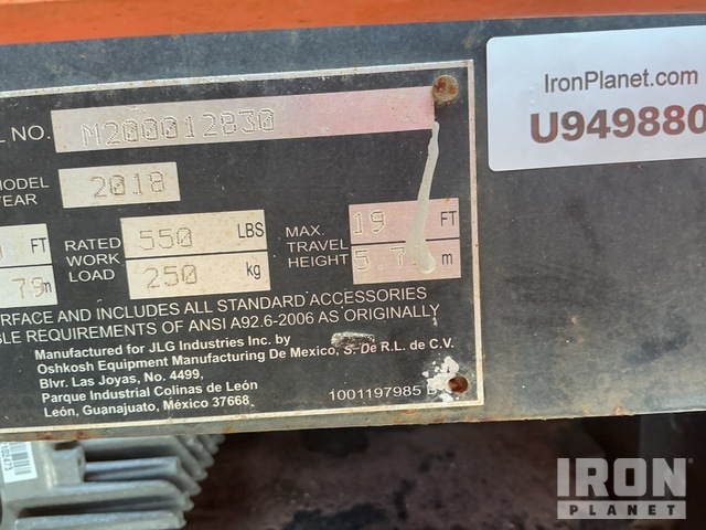 ELEVADOR TIJERA 2018 JLG 1932R