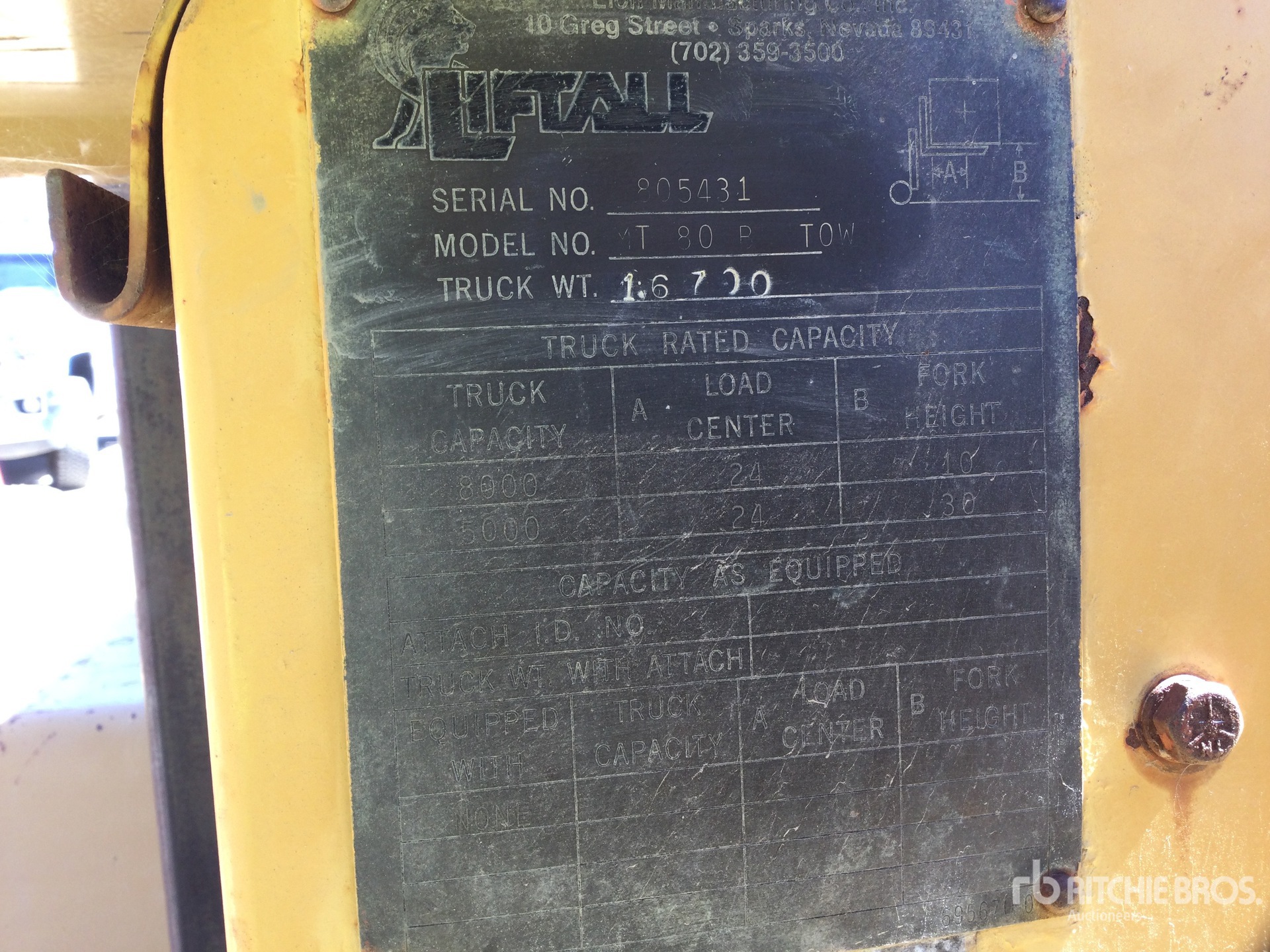 1980 Lift-All T80B 8000 lb Gelände-Gabelstapler