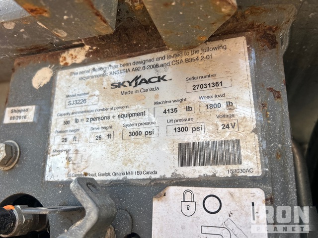 ELEVADOR TIJERA 2016 SKYJACK SJIII3226