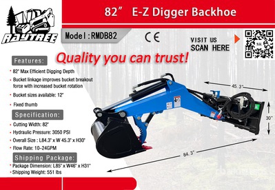 2025 Raytree RMDB82 Skid Steer Backhoe (Unused)