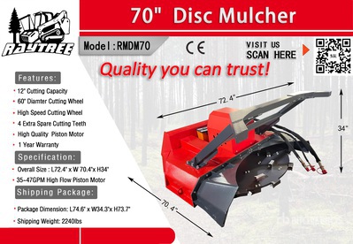 2025 Raytree RMDM70 60 in Skid Steer Mulcher (Unused)