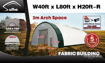 2025 Suihe S408020R-300gPE 40 ft x 80 ft x 20 ft Storage Building (Unused)
