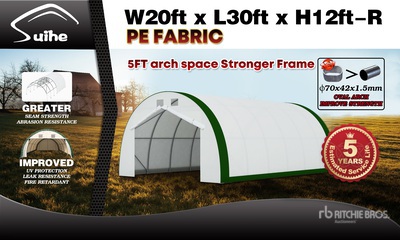 2025 Suihe 203012R-5FT-300gPE 20 ft x 30 ft x 12 ft 貯蔵庫 (Unused)