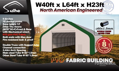 2025 Suihe S406423DP-610gPVC 40 ft x 64 ft x 23 ft Storage Building (Unused)
