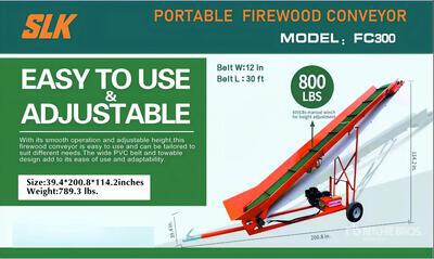 2025 SLK FC300 12 in x 30 ft Portable Firewood Taśmociąg (Unused)