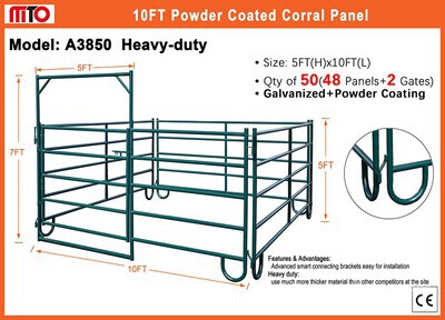 Quantity of (50) 2025 MTO A3850 10 ft Powder Coated Corral شبكات سلكية لإبقاء الحيوانات (Unused)