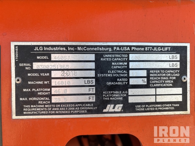 ELEVADOR TELESCóPICO 2018 JLG 4WD 460SJ