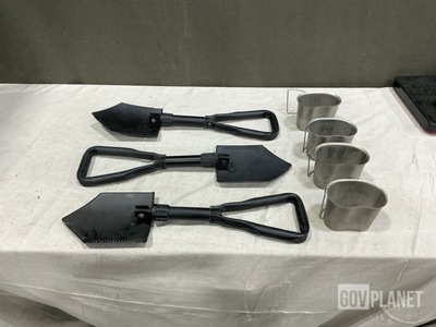 (175) Canteen Cups, (55) Entrenching Tools, (11) Ammo Pockets & Assorted Items
