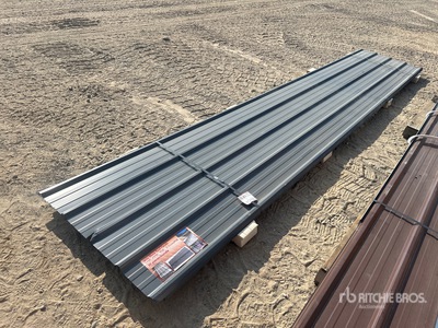 Quantity of (30) Grey Metal Roof Panels 16 Ft X 3 Ft (Unused)