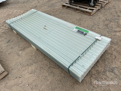 Quantity of (100) Grey Polycarbonate Roof Panel 8 Ft X 3 Ft (Unused)