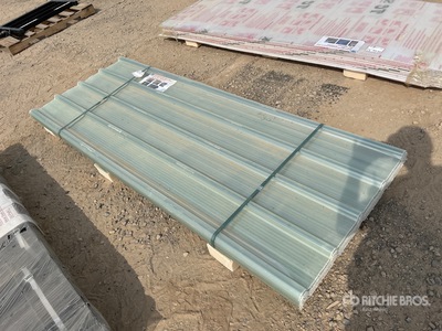 Quantity of (30) 8 ft X 3 ft Clear Corrugated Polycarbonate Roof Panel Varios. Industrial (Unused)
