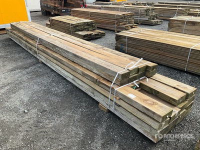 Quantity of (24) 4 in x 8 in - 10 in x 20 ft - 24 ft Surplus Pressure Treated Lumber