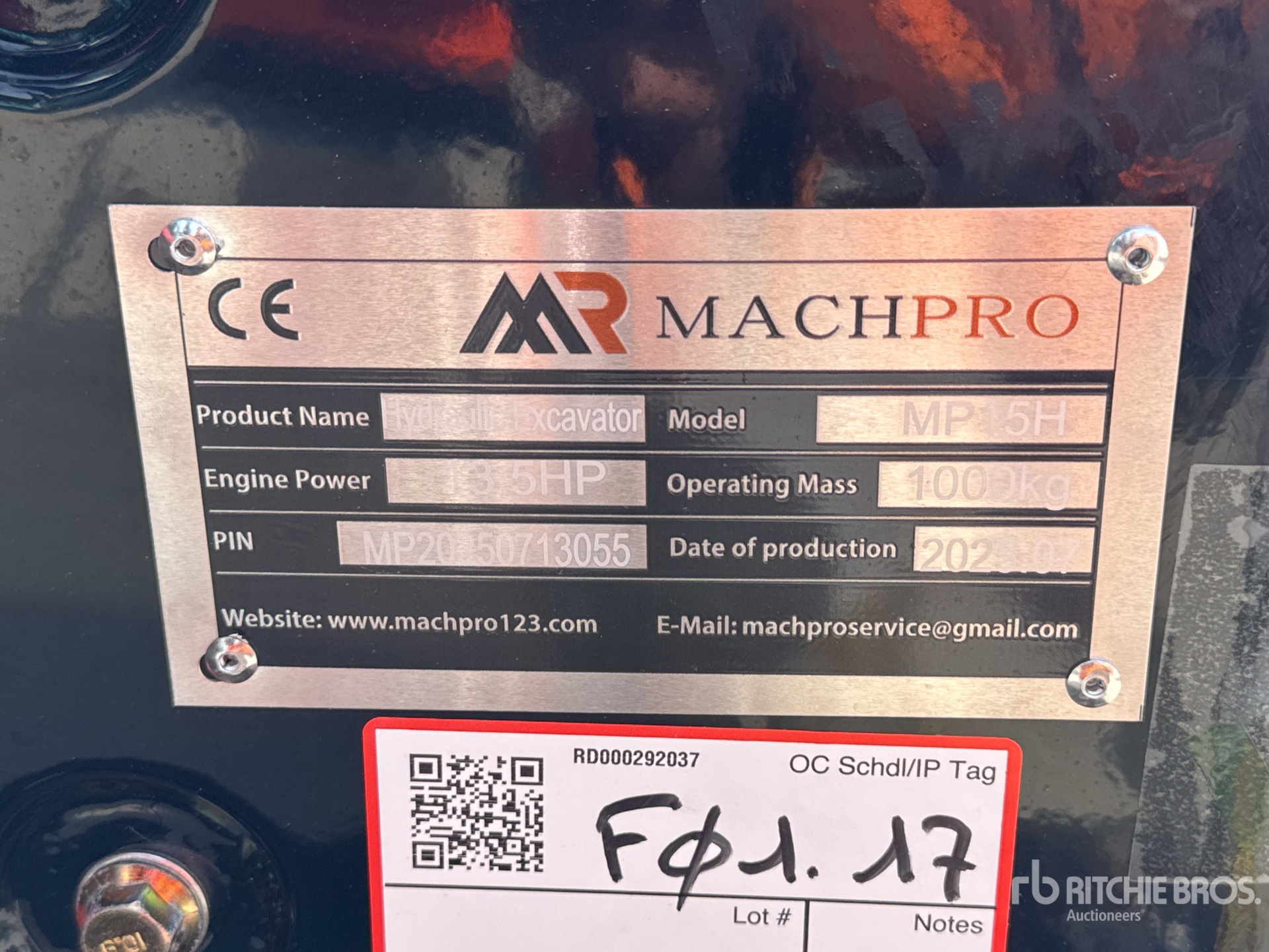 2025 Machpro MP15H Mini Excavator (Unused)