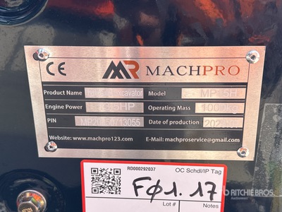 2025 Machpro MP15H Mini Excavator (Unused)