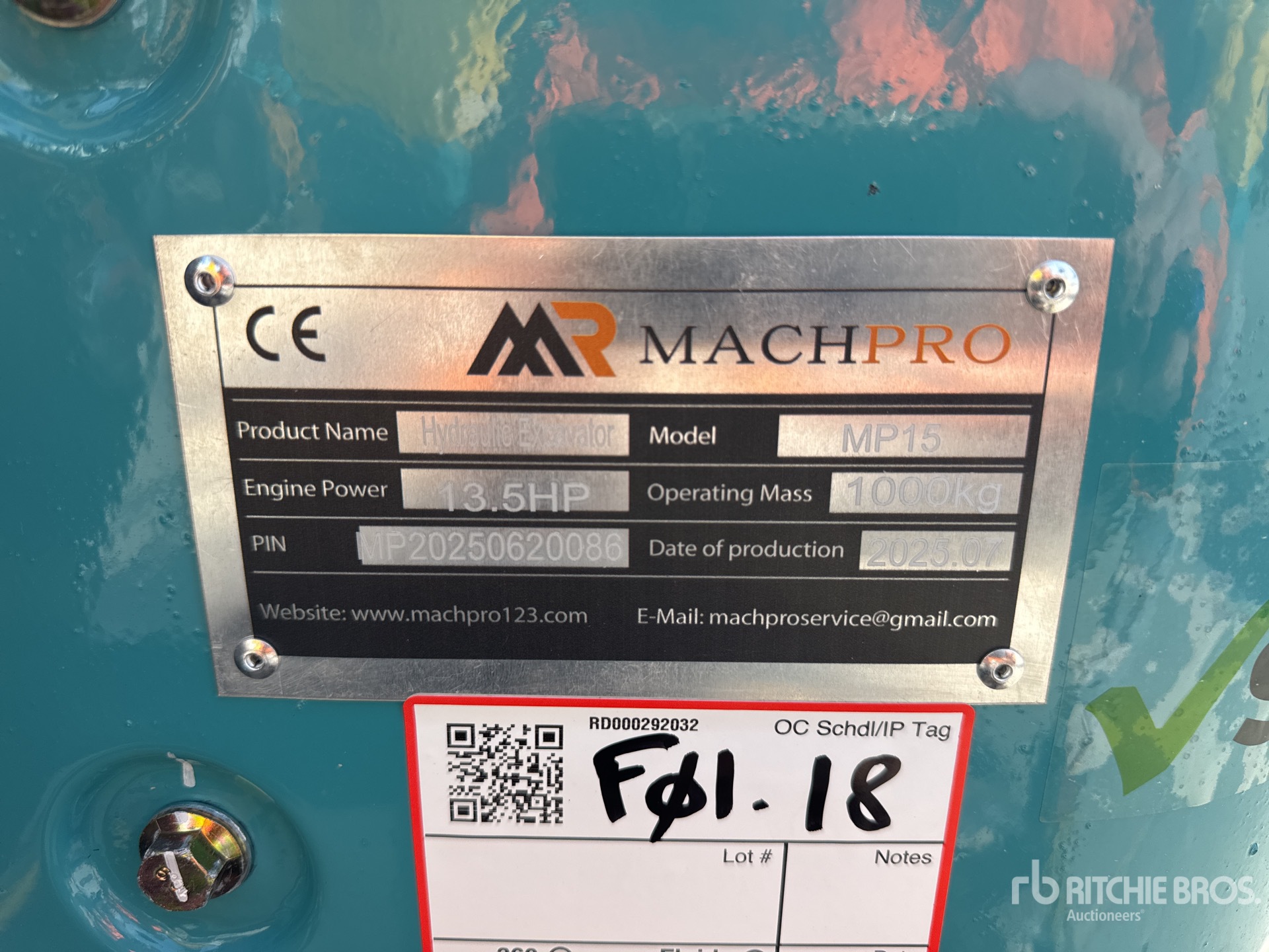 2025 Machpro MP15 Mini Excavator (Unused)