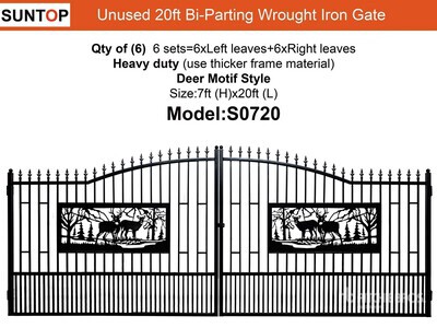 Quantity of (6) 2025 SUNTOP S0720 20 ft Wrought Iron Bi-Parting Brama wjazdowa (Unused)