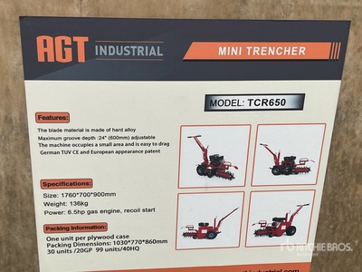 2025 AGT TCR650 Walk-Behind Grabenfräse (Unused)