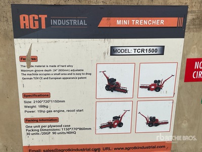 2025 AGT TCR1500 Walk-Behind Sleuvengraver (Unused)