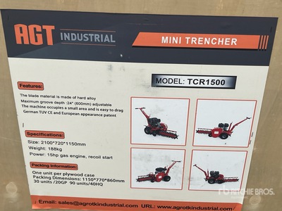 2025 AGT TCR1500 Walk-Behind Zanjadora (Unused)