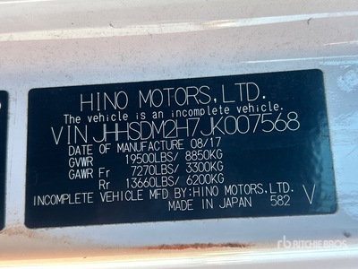 2018 Hino 740 4x2 バントラック