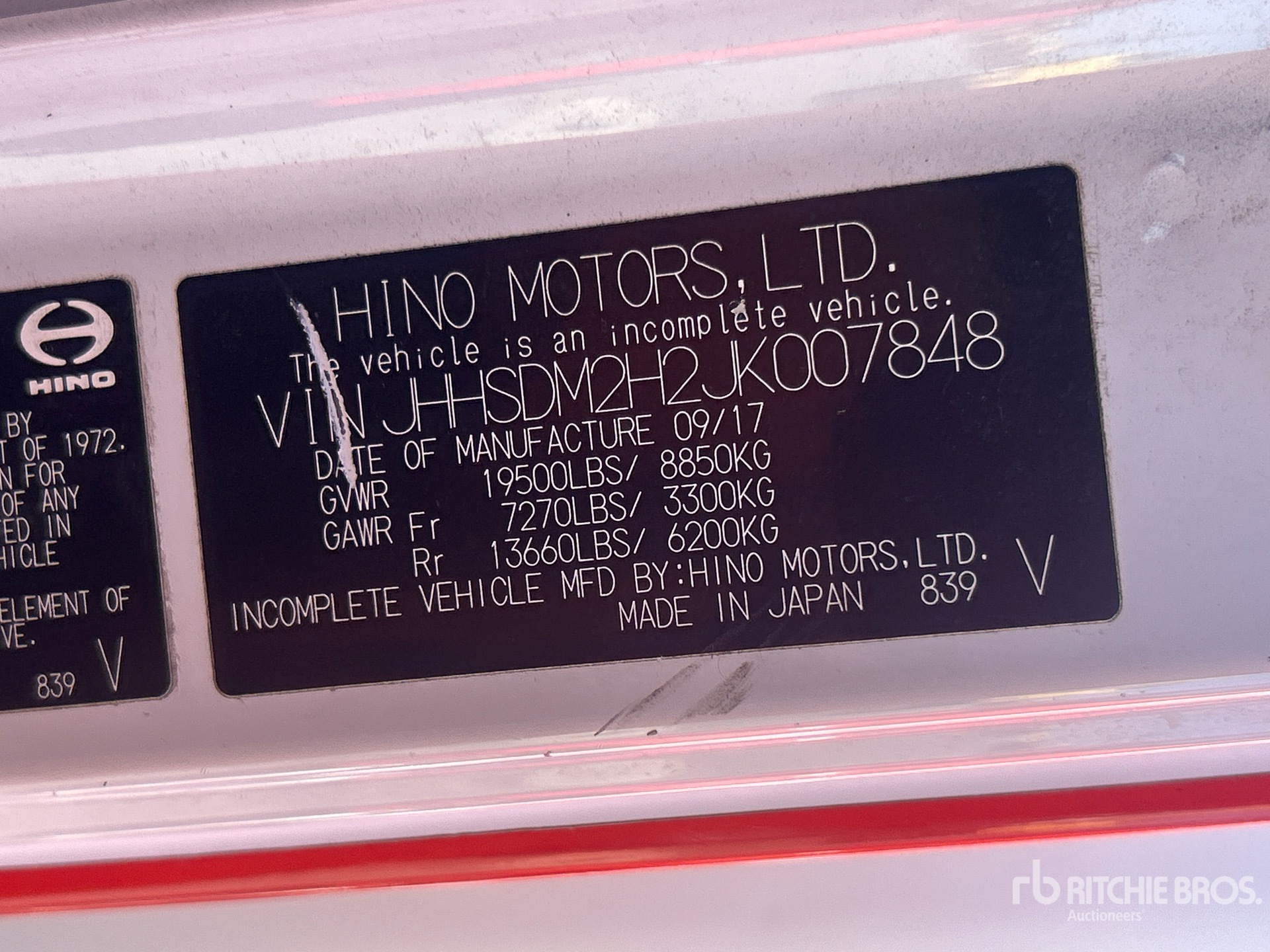 2018 Hino 740 4x2 バントラック