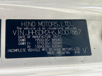 2018 Hino 740 4x2 バントラック
