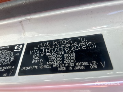 2018 Hino 740 4x2 バントラック