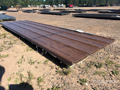 Quantity of (70) 12 ft Dark Wood Grain Steel Siding/Roofing Sheets (Unused)