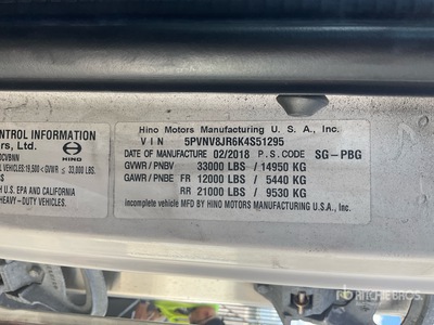 2019 Hino 338 Refrigerated Truck