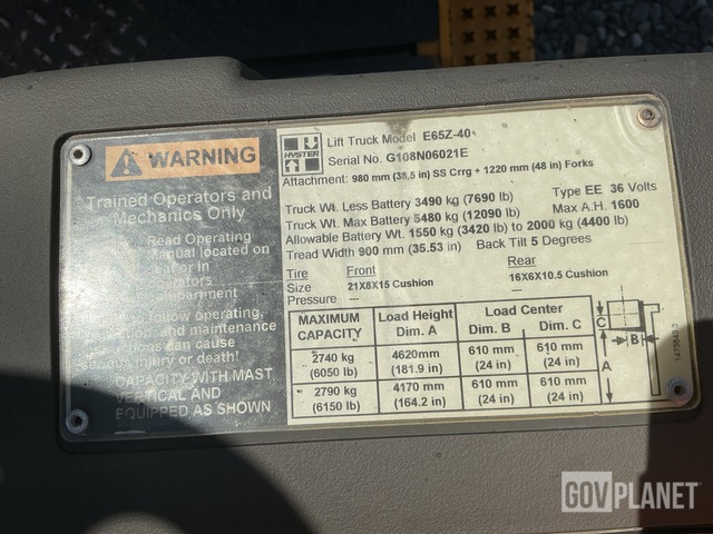 MONTACARGAS ELéCTRICO HYSTER E65Z40