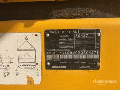 2013 Komatsu PC220-8N1 Tracked Excavator
