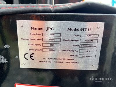 2025 JPC HT12 Mini-pelle  (Unused)