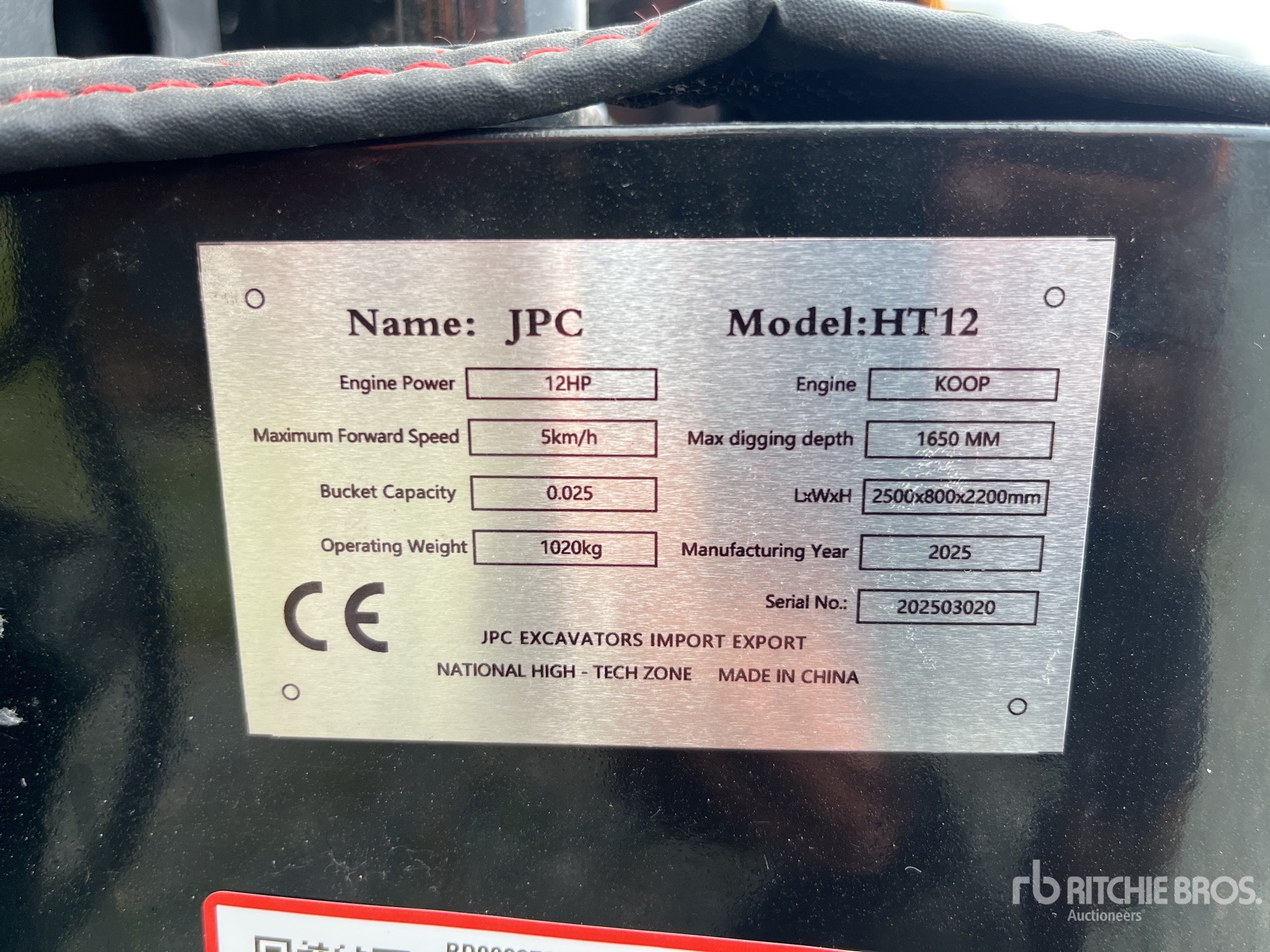 2025 JPC HT12 Mini Excavator (Unused)