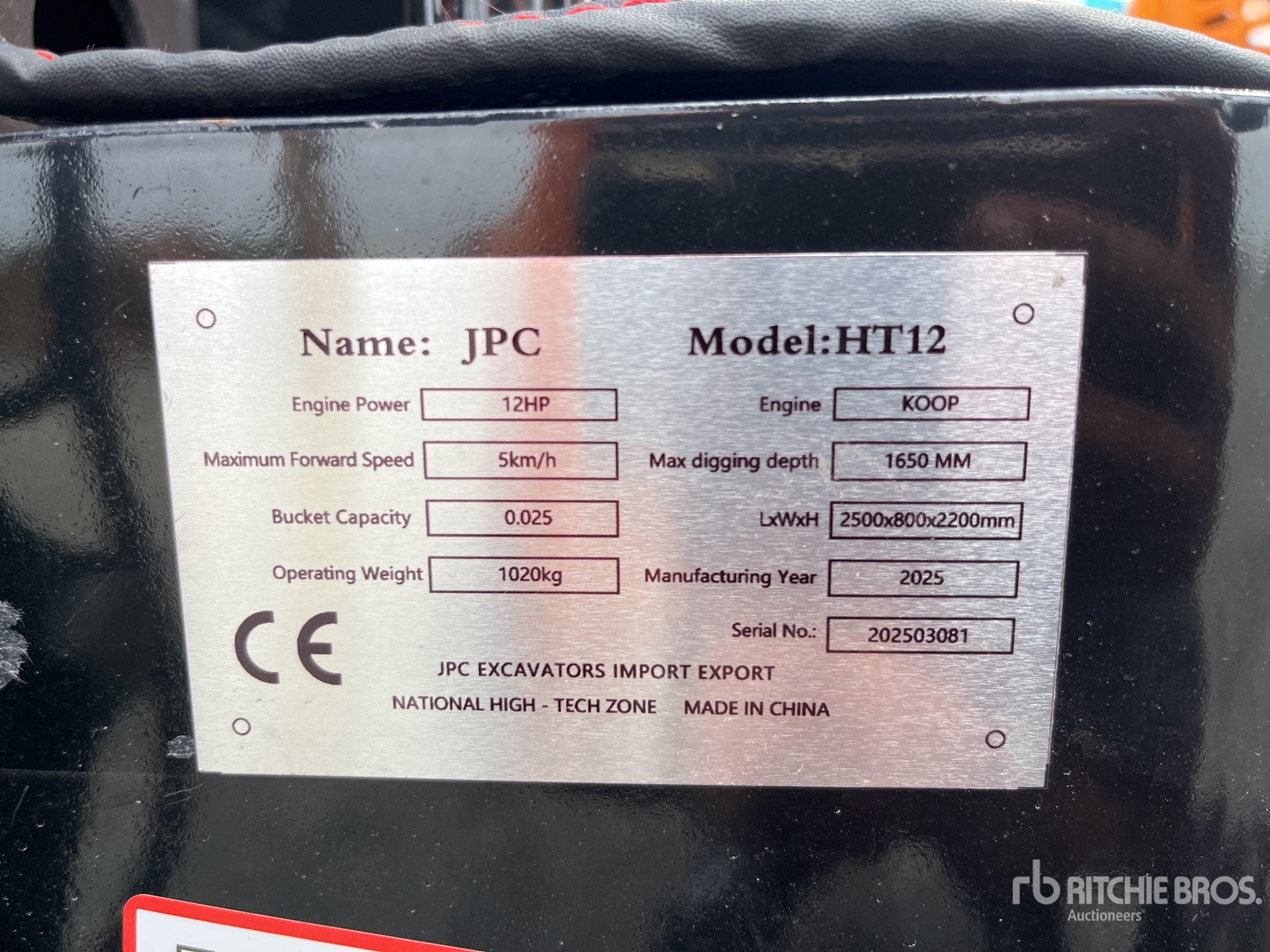 2025 JPC HT12 Mini Excavator (Unused)