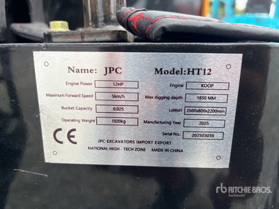 2025 JPC HT12 Mini-pelle  (Unused)