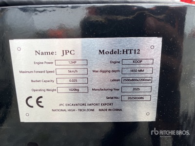 2025 JPC HT12 Mini-pelle  (Unused)