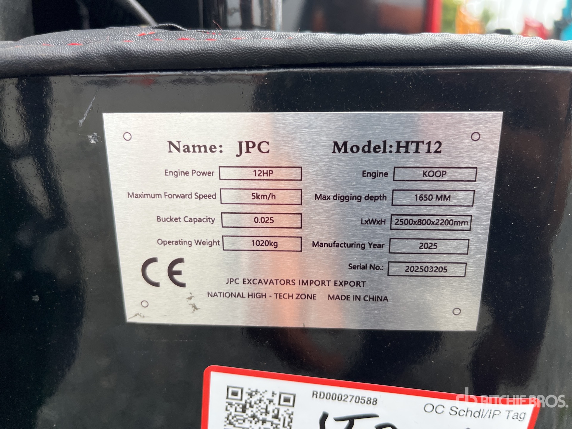 2025 JPC HT12 Mini Excavator (Unused)