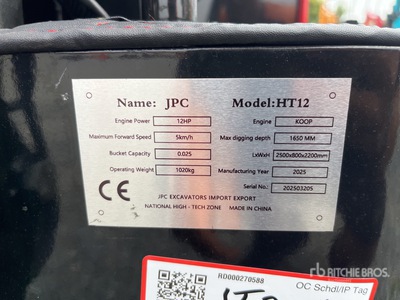 2025 JPC HT12 Mini-pelle  (Unused)