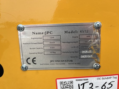 2025 JPC KV12 Mini-pelle  (Unused)