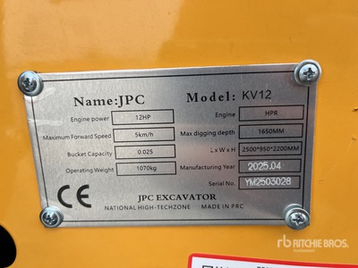 2025 JPC KV12 Mini-pelle  (Unused)